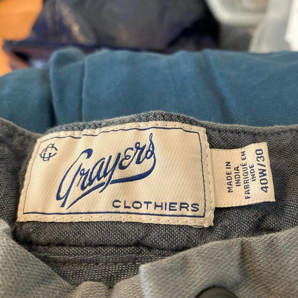 Grayers Pants‎ Mens Sz 40 Gray Cotton Linen Chino Stretch Straight Leg - Picture 6 of 11